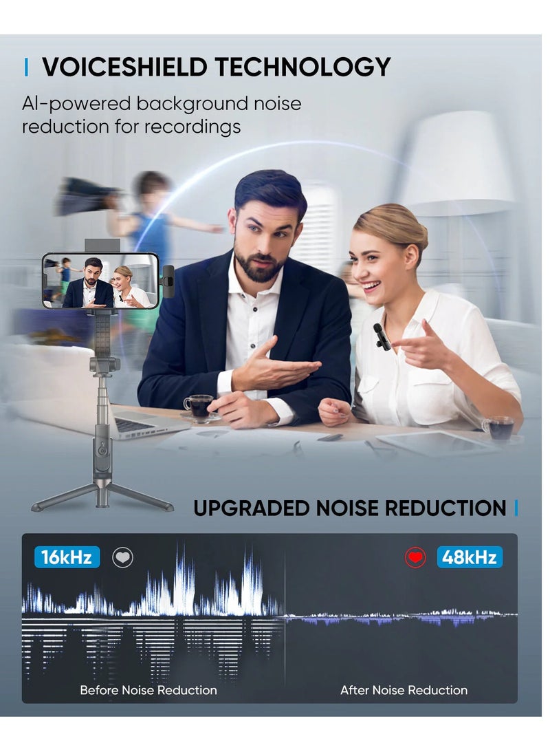 K9 - 2in1 Bluetooths Mic K9 Wireless Collar Microphone Dual Lapel Lavalier Mic for Noise Reduction Vlogging Interview Live Streaming YouTube Video Broadcast With 2 Mic Receiver for iPhone and Android - Image 1