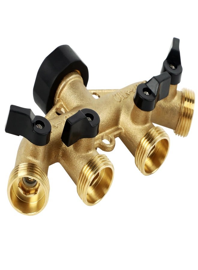 Lifynste 4 Way Brass Hose Splitter, 3/4" Brass Hose Faucet Manifold, Garden Hose Adapter Connector - Image 3