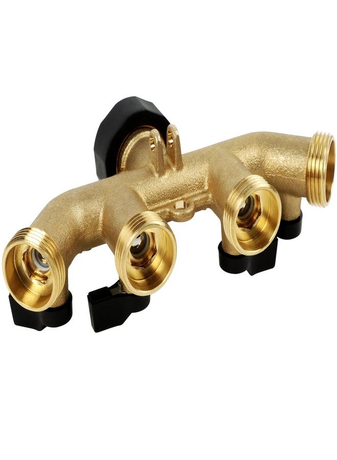 Lifynste 4 Way Brass Hose Splitter, 3/4" Brass Hose Faucet Manifold, Garden Hose Adapter Connector - Image 4