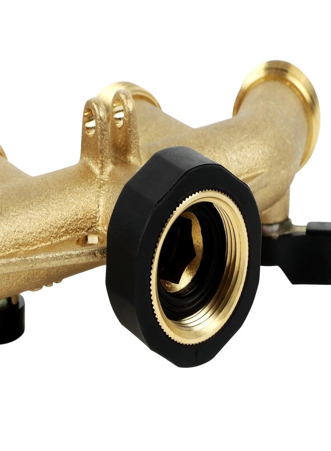 Lifynste 4 Way Brass Hose Splitter, 3/4" Brass Hose Faucet Manifold, Garden Hose Adapter Connector - Image 5