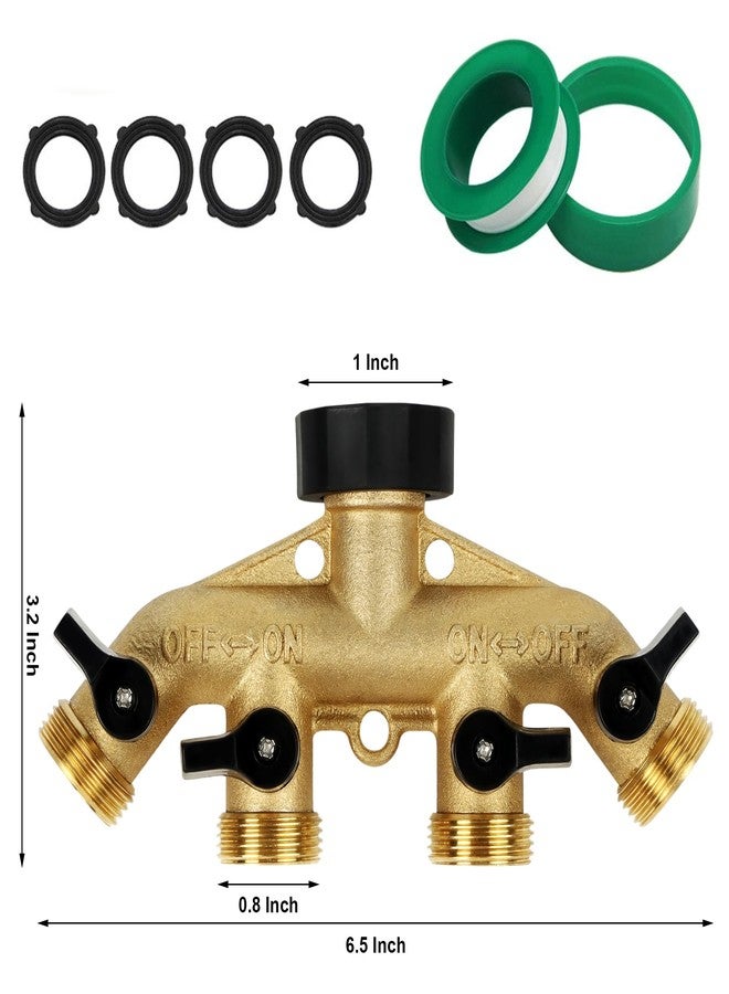 Lifynste 4 Way Brass Hose Splitter, 3/4" Brass Hose Faucet Manifold, Garden Hose Adapter Connector - Image 2