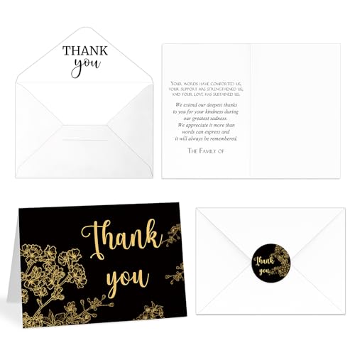 Fumete 50 Set Funeral Thank You Cards with Envelopes and Stickers Thank You Sympathy Cards with Meaningful Message Bereavement for Funeral Family Loved Ones Celebration of Life(Cherry Blossom) - Image 1