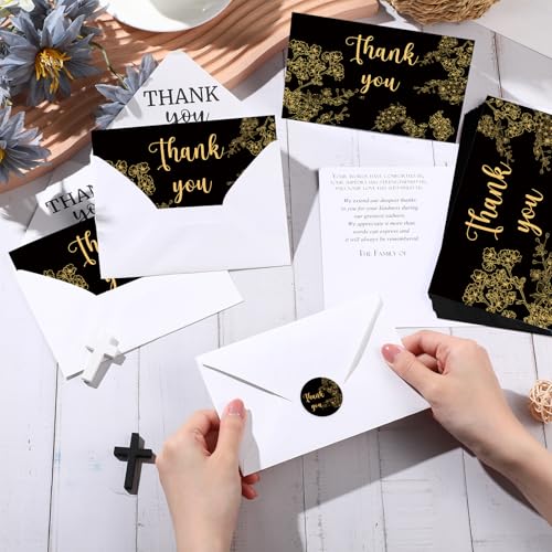 Fumete 50 Set Funeral Thank You Cards with Envelopes and Stickers Thank You Sympathy Cards with Meaningful Message Bereavement for Funeral Family Loved Ones Celebration of Life(Cherry Blossom) - Image 3