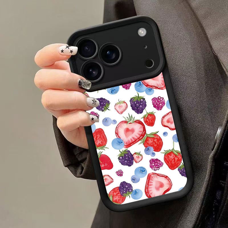 Apple iPhone 17 Pro Max phone case with strawberry fruit black cartoon creative design drop-proof soft case - Image 2