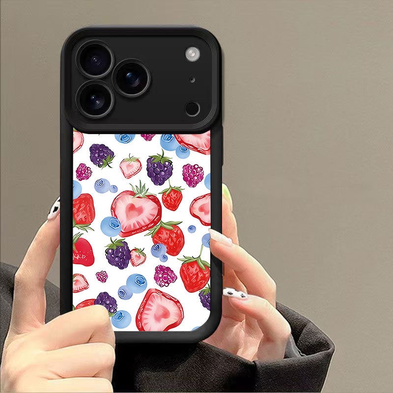 Apple iPhone 17 Pro Max phone case with strawberry fruit black cartoon creative design drop-proof soft case - Image 1