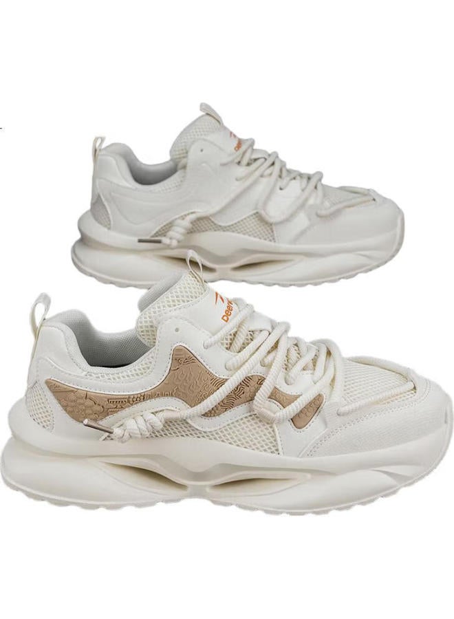 Deerway أحذية رياضية سميكة للرجال ربيع/صيف أحذية جري تنفسية غير رسمية سميكة النعل - مشمش 42 - Image 1