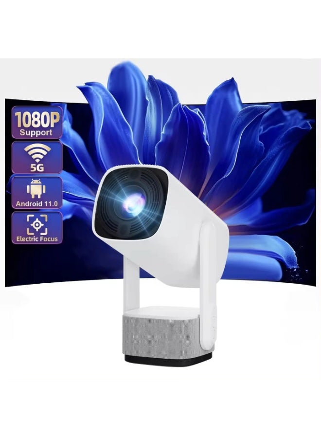 BlueFire Portable Smart Projector HDMI 4K Support Android 11 Dual WiFi Pan Tilt Auto Keystone White - Image 1