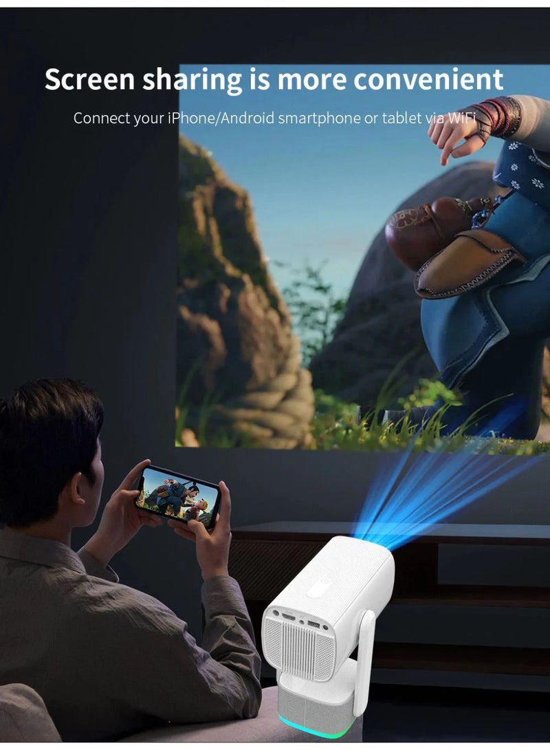 BlueFire Portable Smart Projector HDMI 4K Support Android 11 Dual WiFi Pan Tilt Auto Keystone White - Image 4