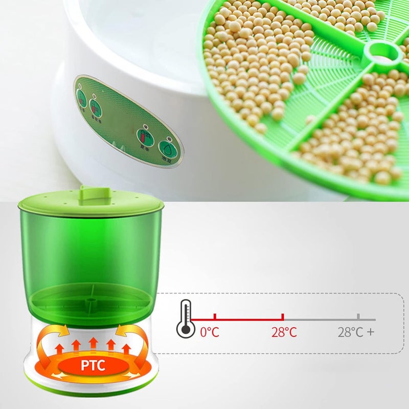 klarako Bean Sprouts Machine, Food Grade PP Hydropower Separation 360 Degree Nozzle Seed Sprouter Even Germination Easy to Bean Sprouts Maker for Bean Sprouts, Yogurt(US) - Image 4