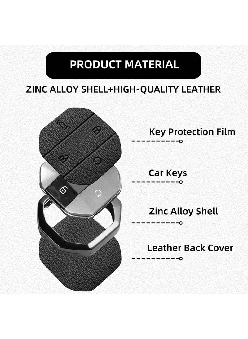 Adando Car Key Shell Case for Jetour G700 2025-2026 Models, Zinc Alloy & PU Protective Smart Key Cover, Full Protection Key Fob Housing[Ring] (Brown) - Image 4