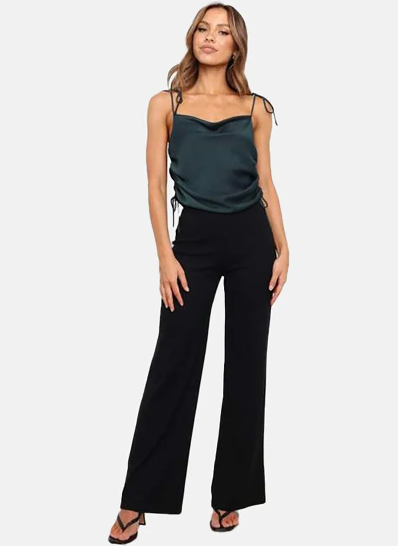 يونيكي Blue Solid Sleeveless Cowl Neck Camis