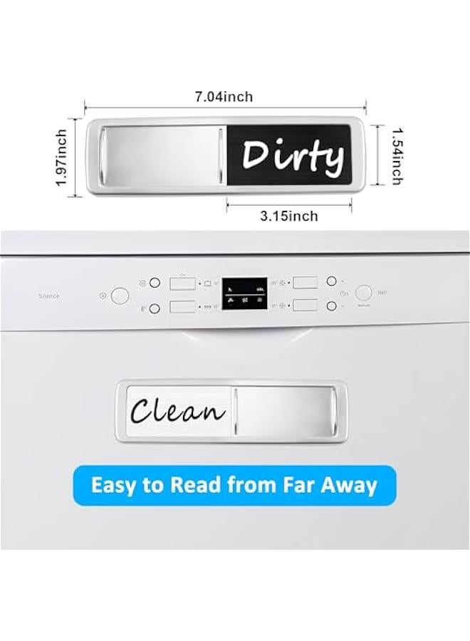 Dishwasher Magnet Clean Dirty Sign, Slide Strong Clean and Dirty Magnet Indicator for Dishwasher, Non-Scratch, Easy to Read, Self-Adhesive Stickers for Non-Magnetic Dishwasher（Black White） - Image 2
