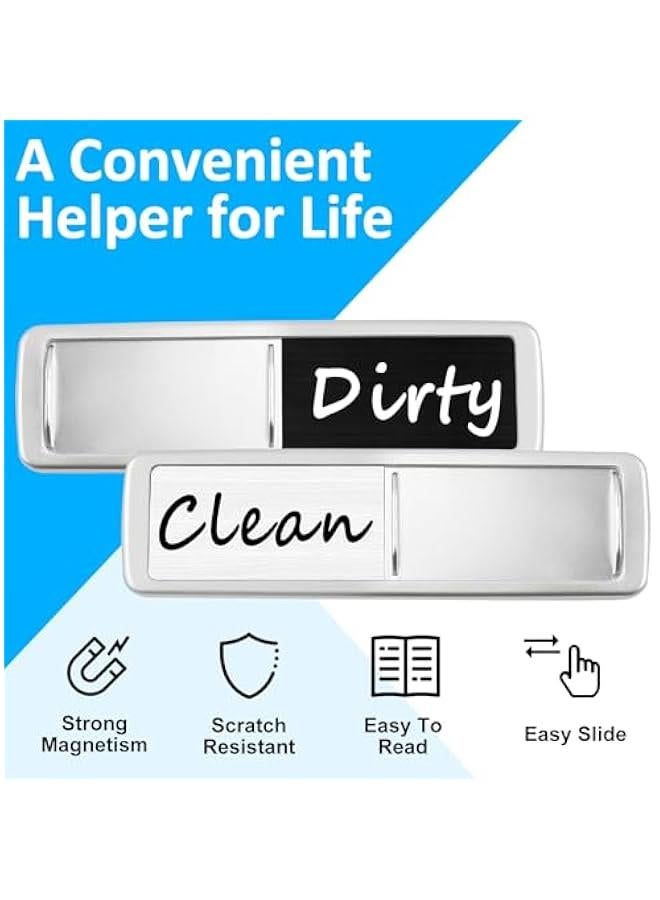 Dishwasher Magnet Clean Dirty Sign, Slide Strong Clean and Dirty Magnet Indicator for Dishwasher, Non-Scratch, Easy to Read, Self-Adhesive Stickers for Non-Magnetic Dishwasher（Black White） - Image 3