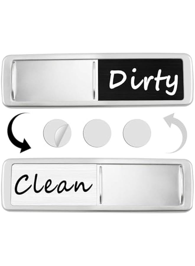 Dishwasher Magnet Clean Dirty Sign, Slide Strong Clean and Dirty Magnet Indicator for Dishwasher, Non-Scratch, Easy to Read, Self-Adhesive Stickers for Non-Magnetic Dishwasher（Black White） - Image 1