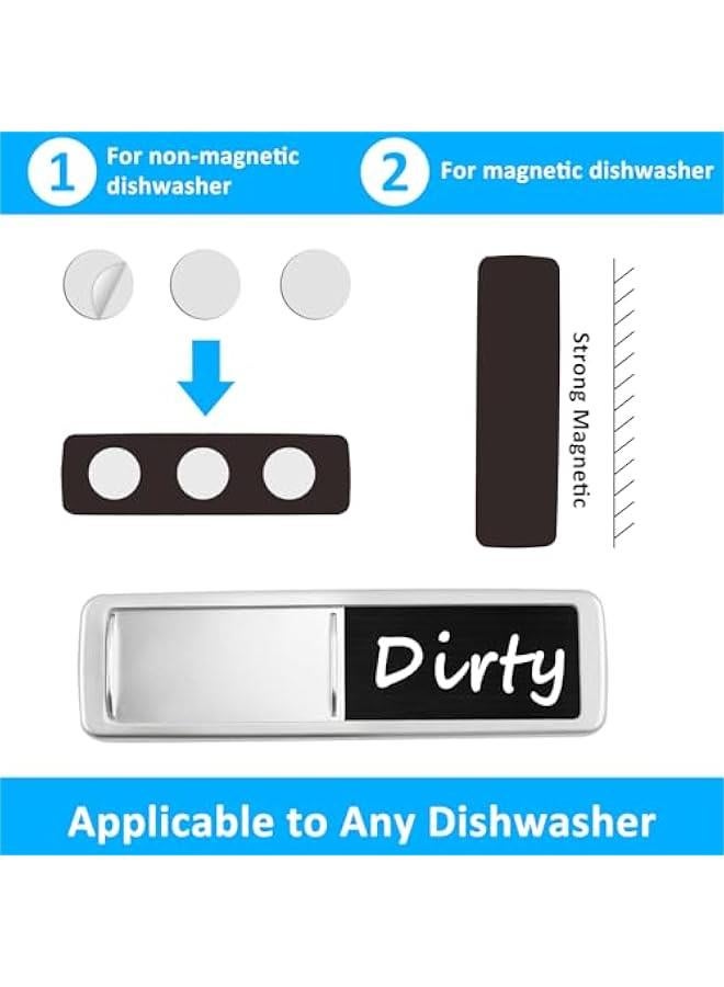 Dishwasher Magnet Clean Dirty Sign, Slide Strong Clean and Dirty Magnet Indicator for Dishwasher, Non-Scratch, Easy to Read, Self-Adhesive Stickers for Non-Magnetic Dishwasher（Black White） - Image 4