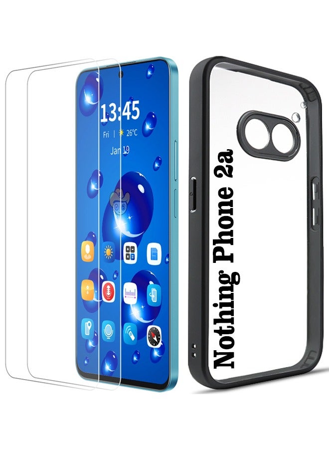 HuHa [3-PACK] Nothing Phone 2a Frosted TPU Case With 2 PCS Big Arc Edge High Aluminum-silicon Tempered Glass Film - Image 1