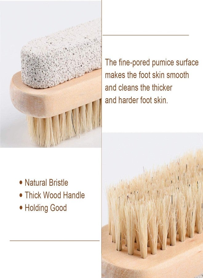 Amzgear Natural Pumice Stone Combo foot Brush, Body Exfoliating Double Side Soft Bristle Wood Brush, Suitable for Pedicure Brush Kit Tool for Cleanse, Scrub & File Dead Skin Callus Remover (Pack of 1) - Image 2