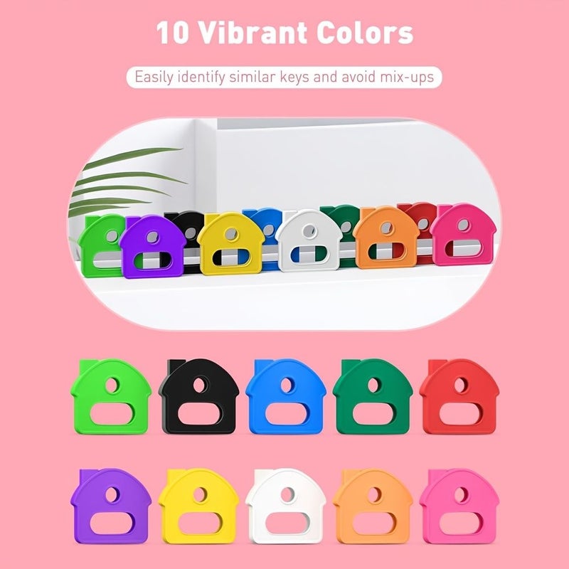 10pc Soft Stretchy Key Protectors With Labelable Identifiers For House Keys - Image 2