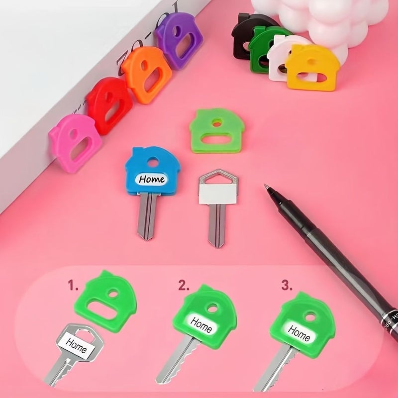 10pc Soft Stretchy Key Protectors With Labelable Identifiers For House Keys - Image 5