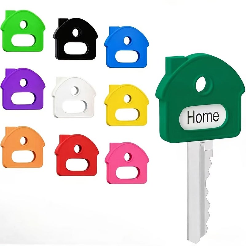 10pc Soft Stretchy Key Protectors With Labelable Identifiers For House Keys - Image 1