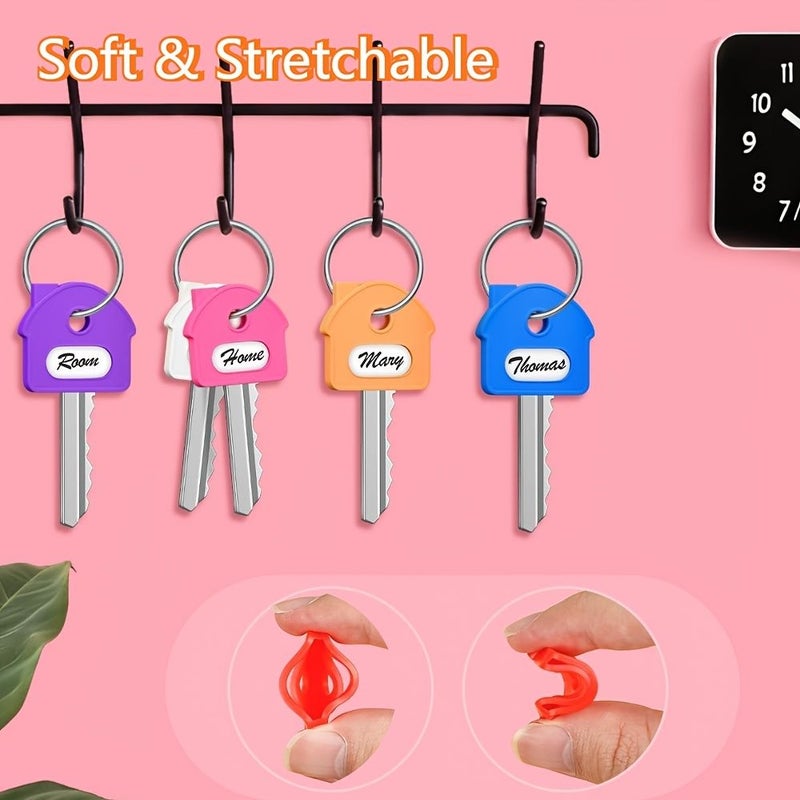 10pc Soft Stretchy Key Protectors With Labelable Identifiers For House Keys - Image 4