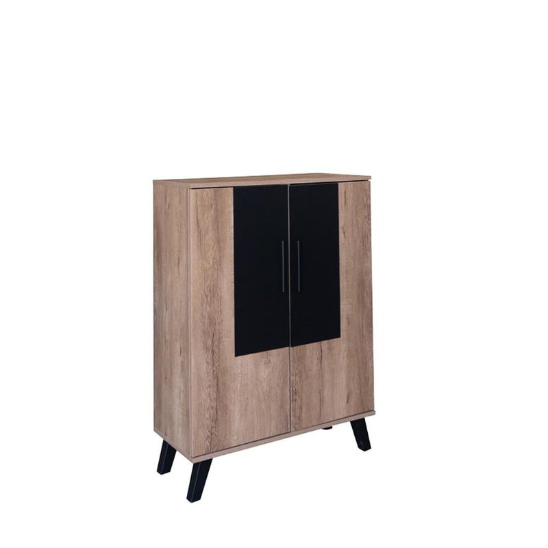 بيتي خزانة أحذية كلاسيك خشب ماليزي 2 باب 5 أدوار – خشبي مع أسود - Image 2