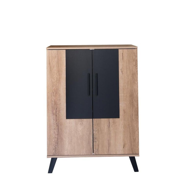 بيتي خزانة أحذية كلاسيك خشب ماليزي 2 باب 5 أدوار – خشبي مع أسود - Image 3