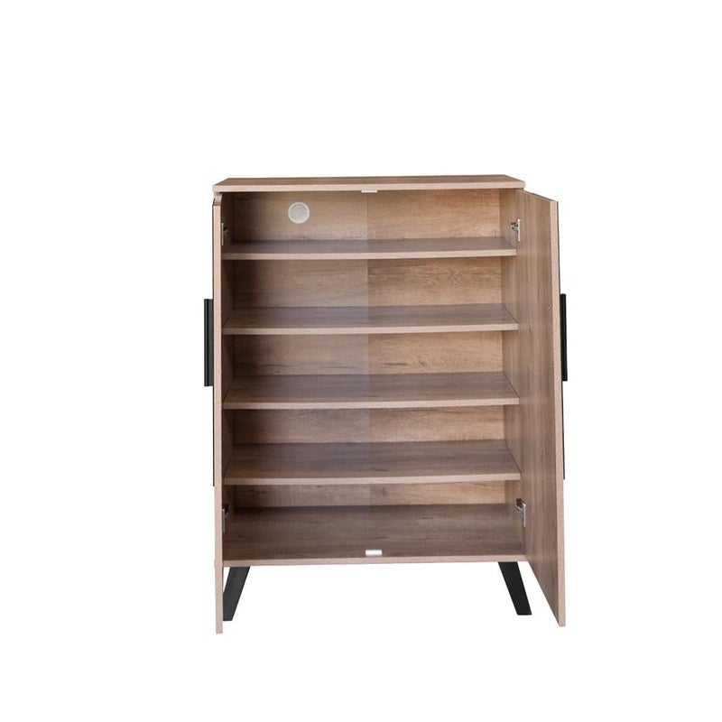 بيتي خزانة أحذية كلاسيك خشب ماليزي 2 باب 5 أدوار – خشبي مع أسود - Image 4