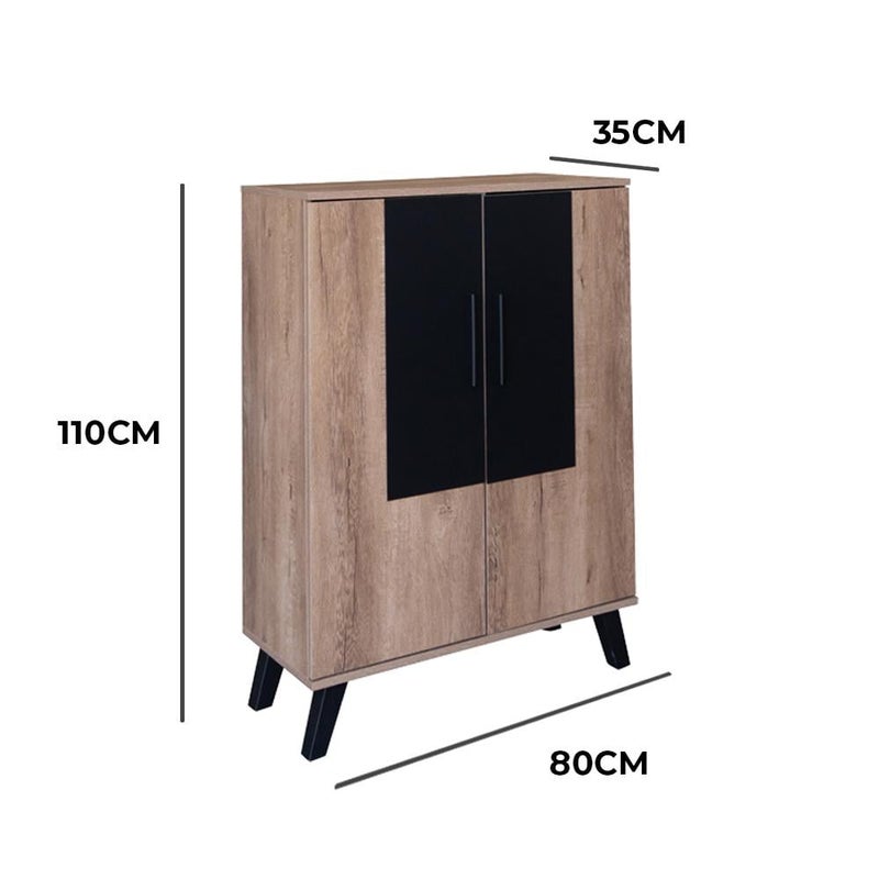 بيتي خزانة أحذية كلاسيك خشب ماليزي 2 باب 5 أدوار – خشبي مع أسود - Image 5