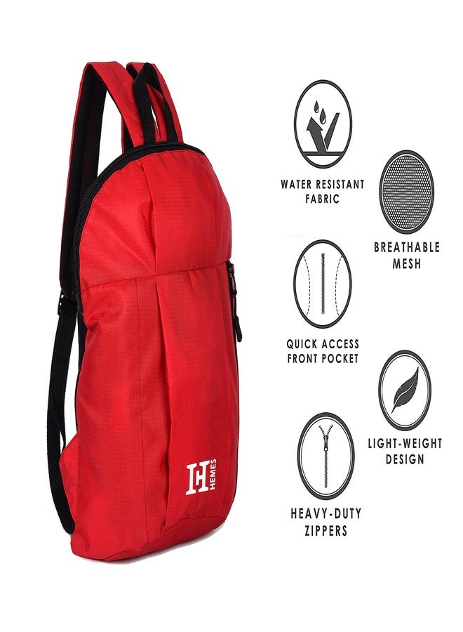 H-HEMES Small 12L Mini Bag for Daily Use 1 Main Compartment With Front Zip Pocket (Red) - Image 2