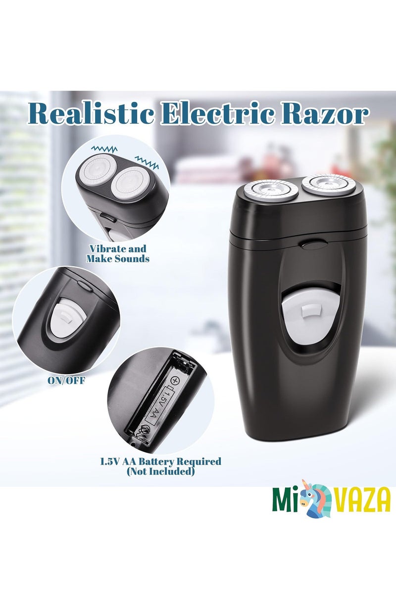 مي فازا مجموعة ألعاب صالون تصفيف الشعر للأطفال مكونة من 24 قطعة، طقم حلاقة تظاهري لقص الشعر للأولاد مع مجفف شعر وماكينة حلاقة وشفرات ومكواة مسطحة ومقص وإكسسوارات تصفيف الشعر وهدايا عيد الميلاد - Image 3