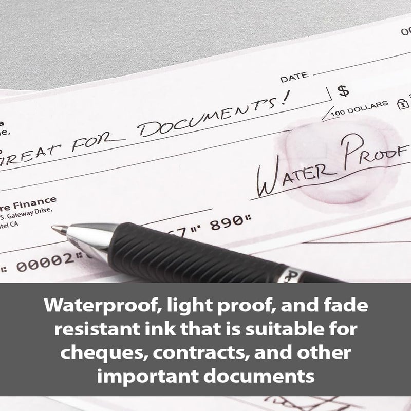 Pentel EnerGel Permanent Security Pen - Black (Pack of 12) - Image 2