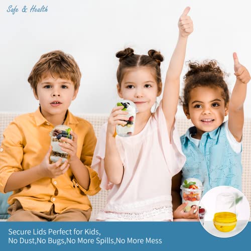 Songtaste 50 Pcs Disposable Plastic Cups,12 Oz Clear Plastic Parfait Cups with Dome Lids and No Hole,Dessert Yogurt Fruit Holders for Kids,Take Away Breakfast and Snacks,Cold Drinks,Ice Cream,Fruit - Image 2
