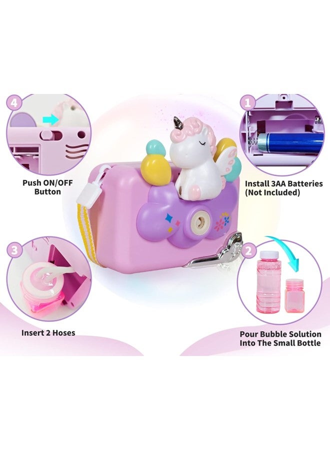 وي هابي يونيكورن فقاعة الكاميرا لعبة التلقائي فقاعات الصابون آلة شنقا الرقبة فقاعة منفاخ الصيف عيد ميلاد لعبة - Image 3