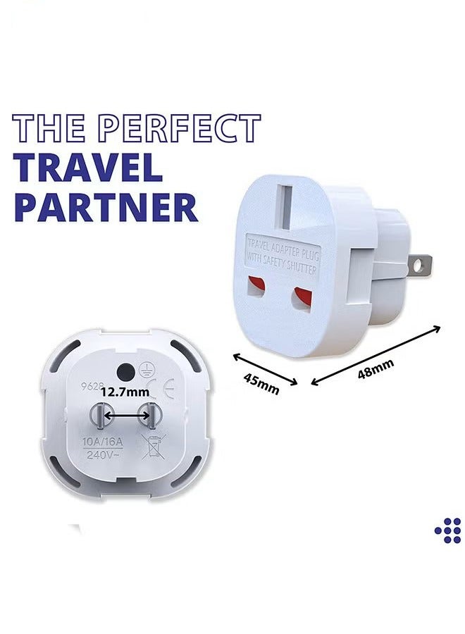 محول كهرباء من نوع G لـ A وB للتحويل من المقابس البريطانية الى امريكا‏ وكندا واليابان وتايلند والمكسيك وجامايكا وجمهورية الدومينيكان وبربادوس والصين والخ، 3 قطع بـ 2 دبوس مسطح للسفر (ابيض) - Image 5