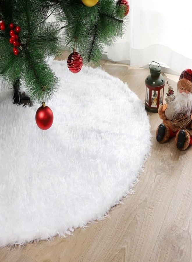 CORAL TREE White 78 cm (30 inch) Christmas Tree Skirt Faux Fur for Christmas Xmas Tree Decoration Xmas Tree Skirt Base Mat Cover Holiday Party Decoration - Image 1