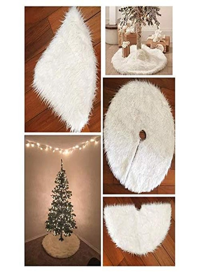 CORAL TREE White 78 cm (30 inch) Christmas Tree Skirt Faux Fur for Christmas Xmas Tree Decoration Xmas Tree Skirt Base Mat Cover Holiday Party Decoration - Image 4
