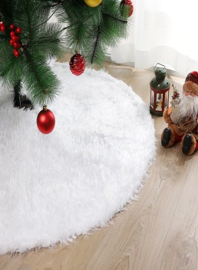 CORAL TREE White 78 cm (30 inch) Christmas Tree Skirt Faux Fur for Christmas Xmas Tree Decoration Xmas Tree Skirt Base Mat Cover Holiday Party Decoration - Image 2