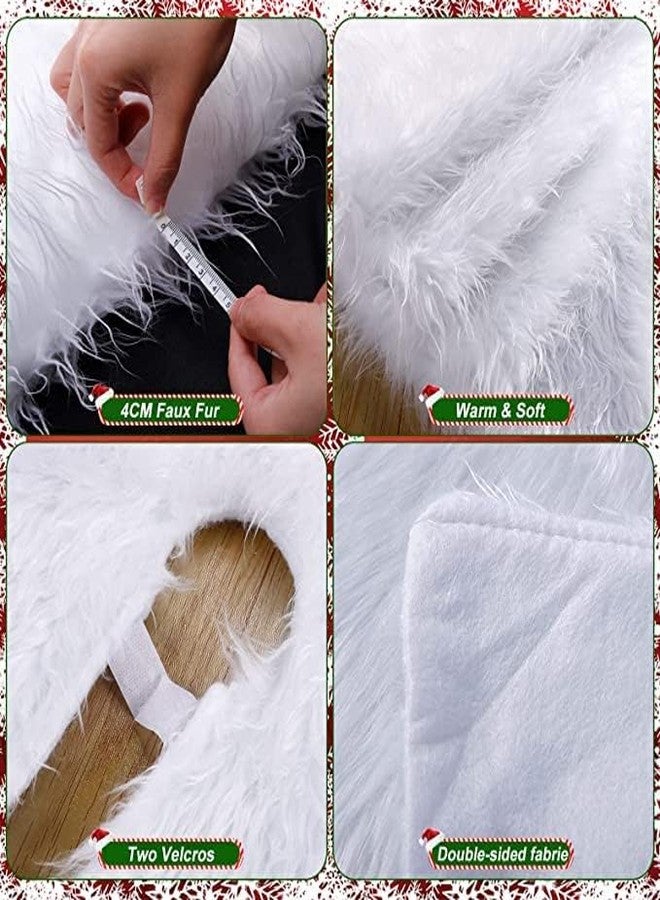 CORAL TREE White 78 cm (30 inch) Christmas Tree Skirt Faux Fur for Christmas Xmas Tree Decoration Xmas Tree Skirt Base Mat Cover Holiday Party Decoration - Image 5