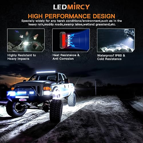 LEDMIRCY R4 Pure White LED Rock Lights Kit with Roker Switch Wire Harness 12PCS Rock Lights White for Offroad Trucks ATV UTV SUV Underglow Lights Trail Rig Lights Under Body High Power Waterproof - Image 2
