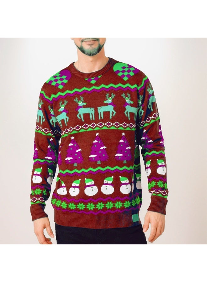 MIXSNOW New men's knitted sweater Christmas casual slim fit lazy style round neck yarn splicing knitted sweater