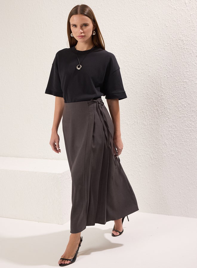 trendyol Anthracite Woven Skirt Pleated Detail, - Image 1