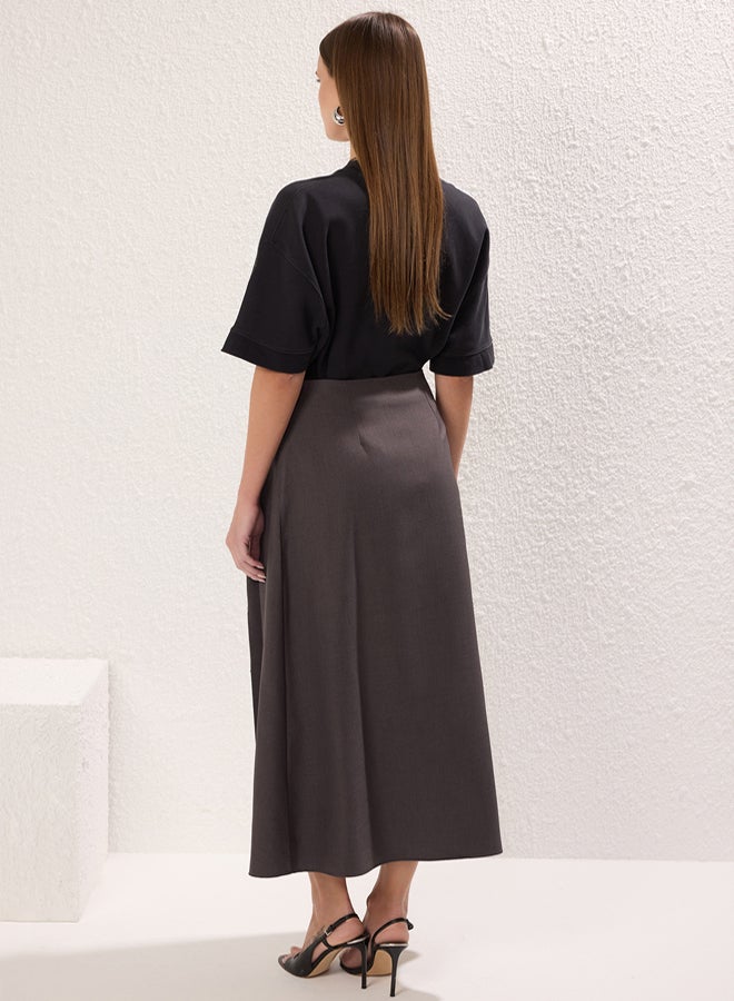 trendyol Anthracite Woven Skirt Pleated Detail, - Image 4
