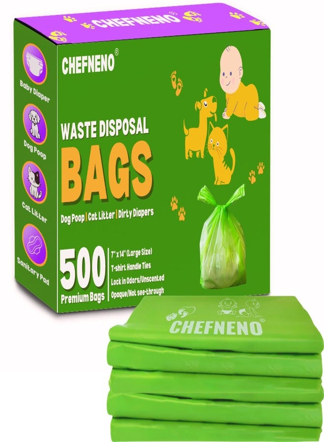 CHEFNENO Baby Diaper Bag Disposable Biodegradable Unscented Easy Tie Handles (500 Bags) Made w/EPI Additive Bulk Diaper Sacks Dog Poop Waste Bags Cat Litter Clump & Poop Bags Sanitary Pad Waste Bags (500 ct.) - Image 1