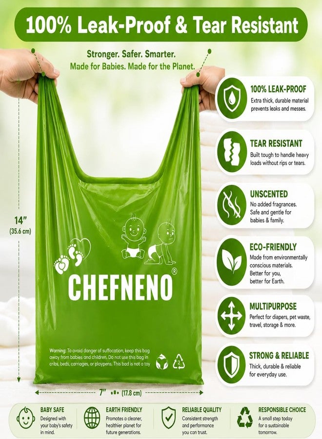 CHEFNENO Baby Diaper Bag Disposable Biodegradable Unscented Easy Tie Handles (500 Bags) Made w/EPI Additive Bulk Diaper Sacks Dog Poop Waste Bags Cat Litter Clump & Poop Bags Sanitary Pad Waste Bags (500 ct.) - Image 3
