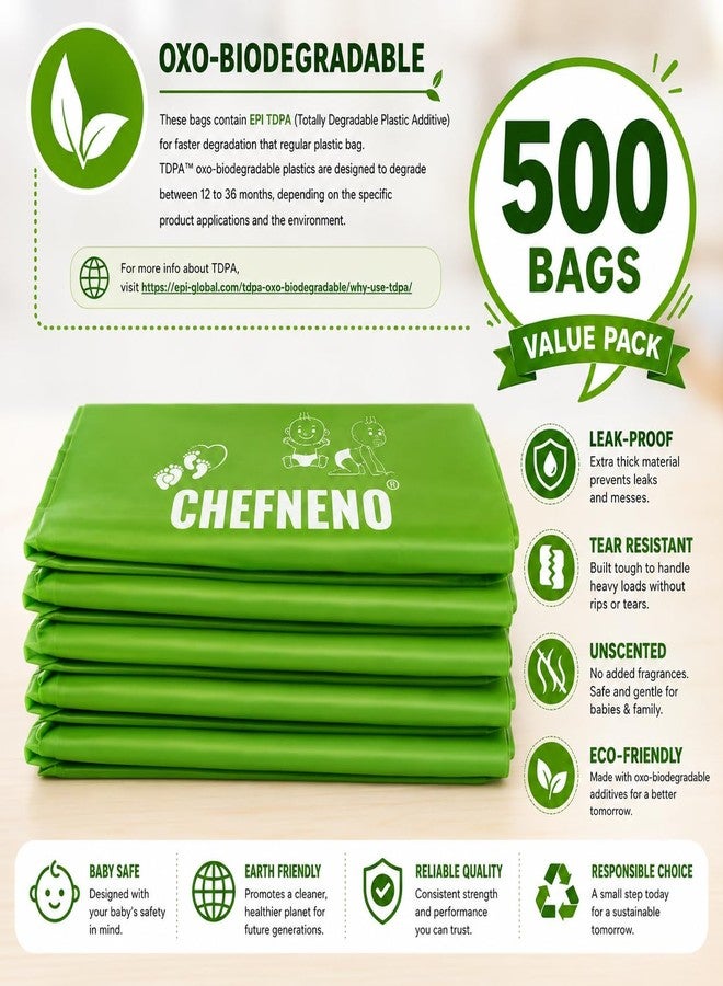 CHEFNENO Baby Diaper Bag Disposable Biodegradable Unscented Easy Tie Handles (500 Bags) Made w/EPI Additive Bulk Diaper Sacks Dog Poop Waste Bags Cat Litter Clump & Poop Bags Sanitary Pad Waste Bags (500 ct.) - Image 4