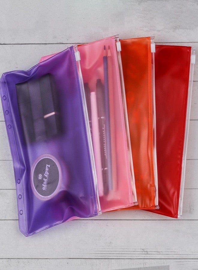 acDesign 24Pcs A5 Binder Pockets 6 Holes Zipper Binder Pouch for Cash,ID Card,Credit Card, 8 Colors - Image 3