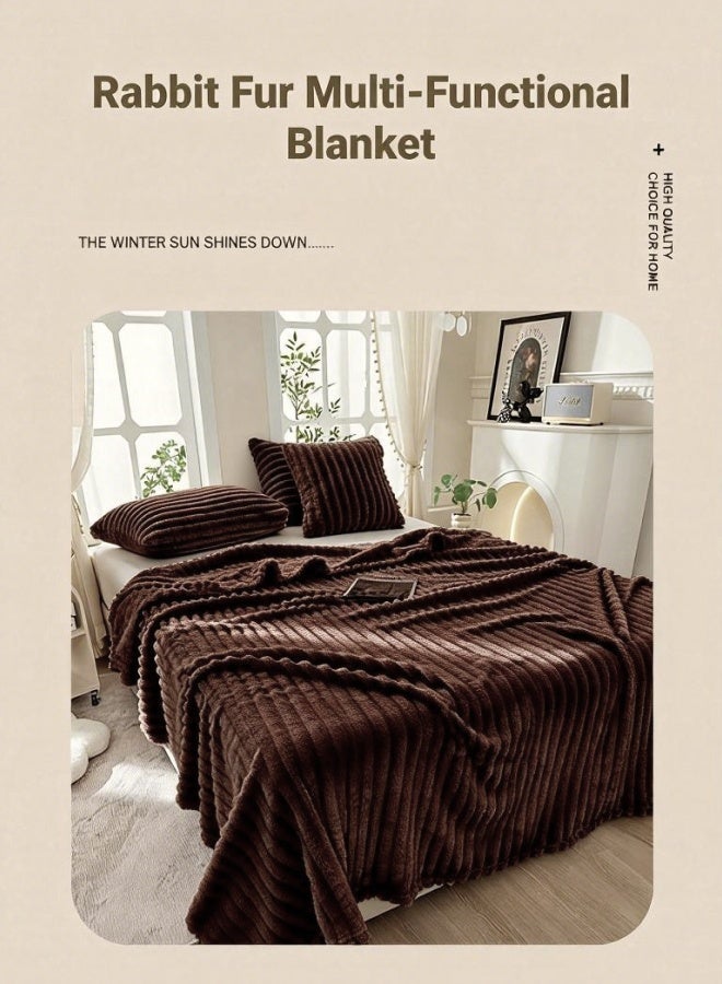 Polyester winter blanket. Dimensions: 200 x 150 cm - Soft and comfortable, suitable for use as a nap blanket, air-conditioning blanket, throw, sofa blanket or travel blanket - Coffee brown - Image 2