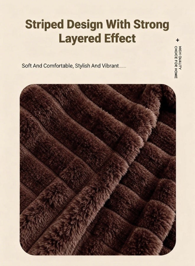 Polyester winter blanket. Dimensions: 200 x 150 cm - Soft and comfortable, suitable for use as a nap blanket, air-conditioning blanket, throw, sofa blanket or travel blanket - Coffee brown - Image 5