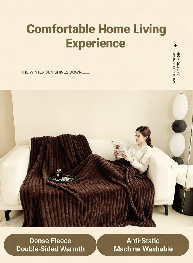 بطانية شتوية من البوليستر. الأبعاد: 200 × 150 سم - ناعمة ومريحة، مناسبة للاستخدام كبطانية قيلولة أو بطانية تكييف أو غطاء أو بطانية أريكة أو بطانية سفر - لون بني قهوة - Image 3
